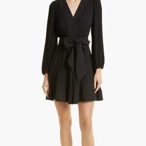 Milly Liv Pleated long Sleeve Dress in Navy Blue